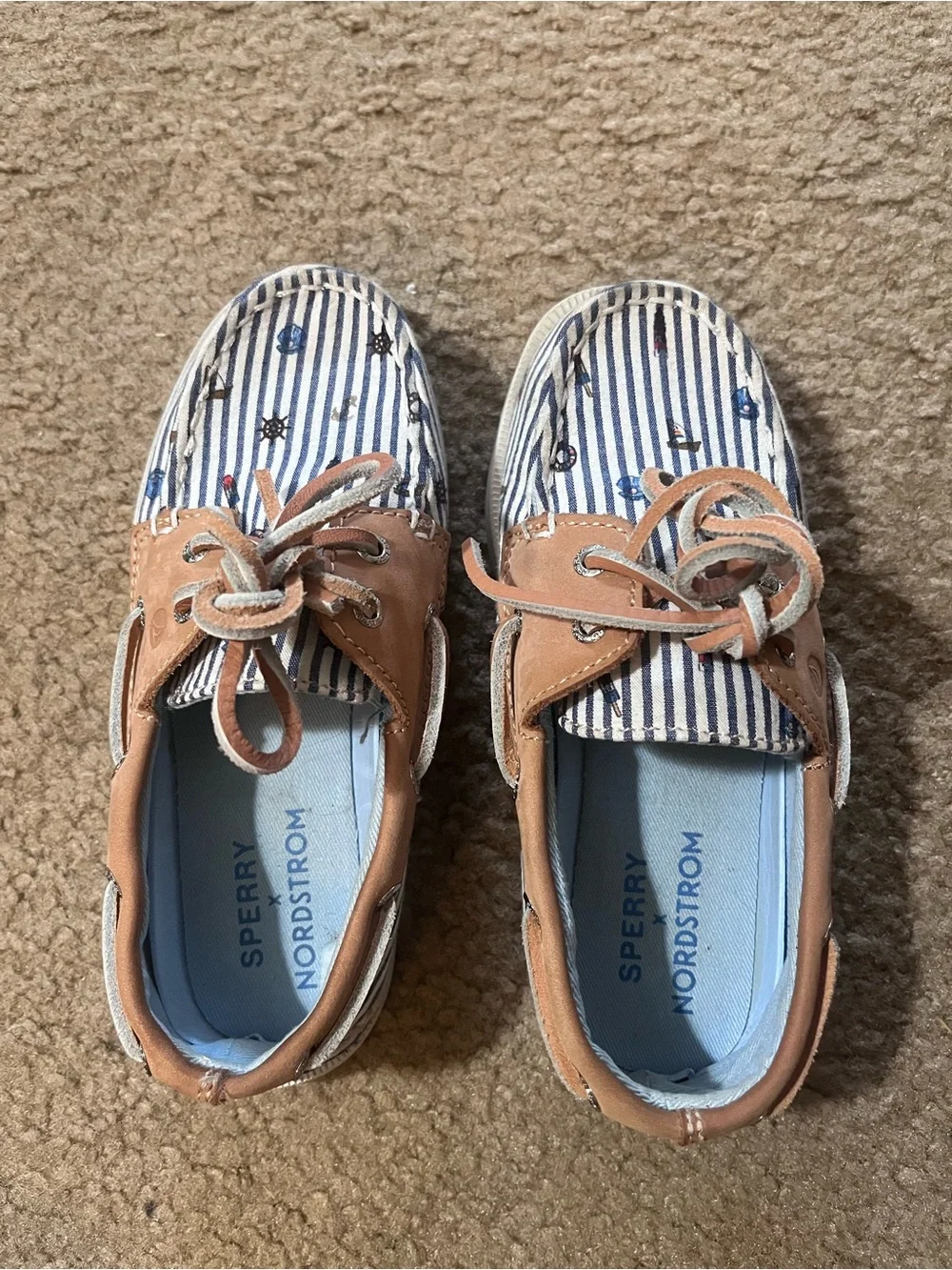 Sperry Kids Nautical Stripe Boat Shoes - Blue & Tan